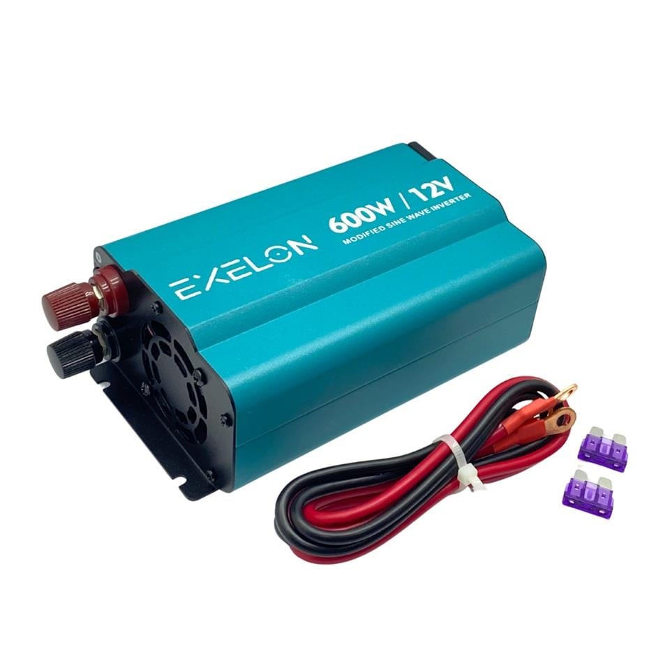 EXELON 12V DC > 220V AC İNVERTER 600W (MODİFİYE SİNÜS) (USB ÇIKIŞLI-MAŞALI)