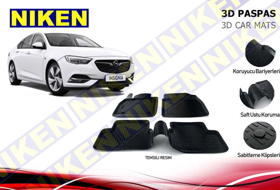 3D ARAÇ PASPASI (SİYAH) (4 PARÇA) OPEL INSIGNIA 2016 > ( SABİTLEME KLİPSSİZ )