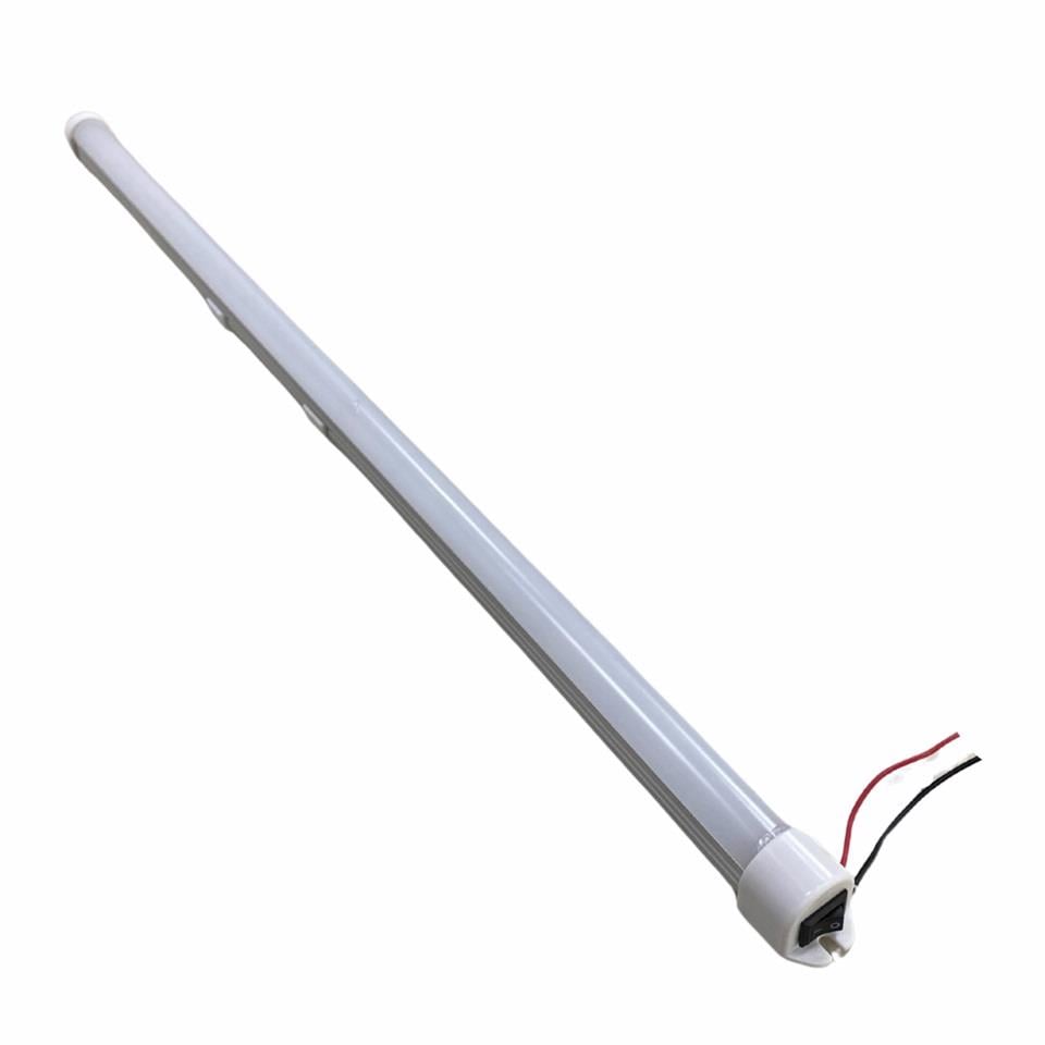 12V FLORESAN TAVAN LAMBASI LEDLİ BEYAZ ANAHTARLI (BUZLU CAM) (47 CM)