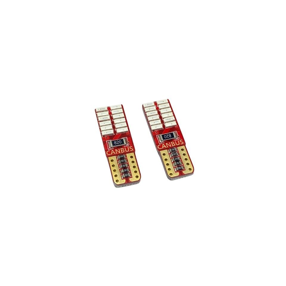 12V DİPSİZ AMPUL T10 (24 LEDLİ) KIRMIZI SMD CB (2 AD)