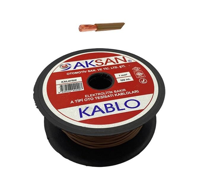AKSAN 1 MM TESİSAT KABLOSU (KALAYSIZ) (KAHVERENGİ) (1 MT)