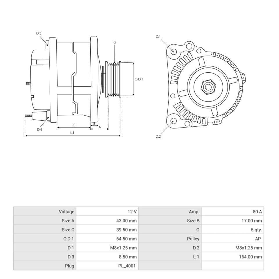 12V ALTERNATÖR DİNAMO 80 A (C-IG-FR-L) (4 FİŞ) HONDA CITY/CIVIC/JAZZ