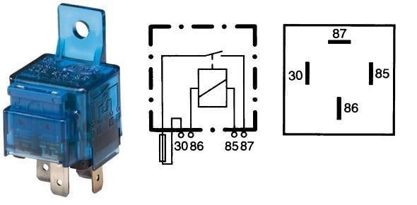 HELLA 12V RÖLE 4 UÇLU (SİGORTALI) (TERS TİP)