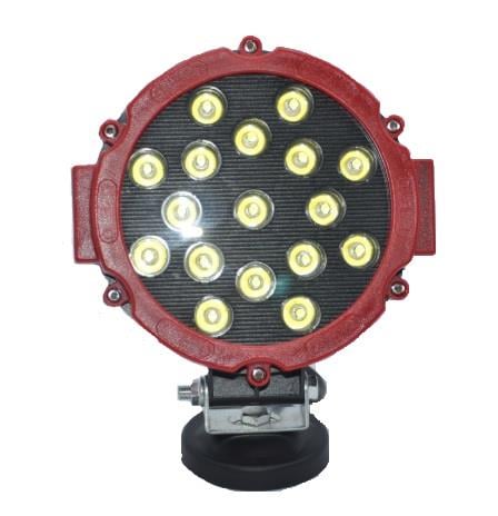 9V-36V LED LAMBA OFF-ROAD 51W (17 X 3W) YUVARLAK (155*155 MM) (KIRMIZI)