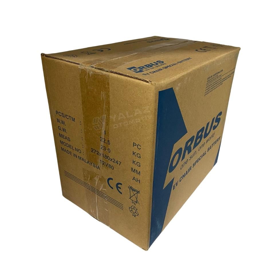 ORBUS 12V 80 AH ENGELLİ ARAÇ AKÜSÜ JEL (260 X 170 X 205) (24 KG) TSE'Lİ