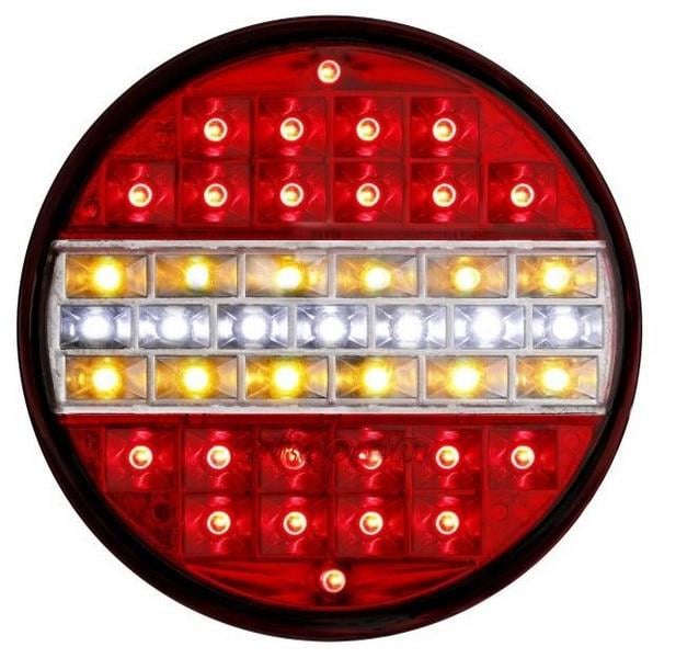 12V STOP LAMBASI YUVARLAK (LEDLİ) (4 FONKSİYONLU) (SARI-KIRMIZI-BEYAZ) (140*60 MM)