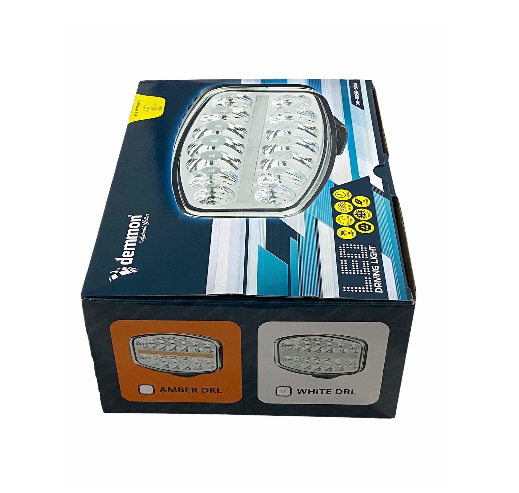 DEMMON 10V-30V GÜNDÜZ SÜRÜŞ LAMBASI (14+10 LEDLİ) (50W+8W) (245*139*91 MM) BEYAZ