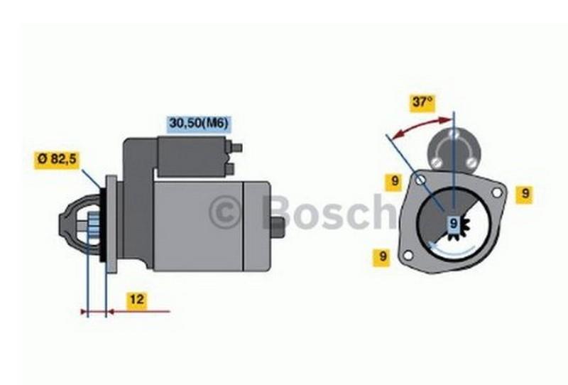 BOSCH 12V MARŞ MOTORU 9 DİŞ 2 KW ALFA ROMEO 147-FIAT DOBLO/MAREA-OPEL ASTRA/INSIGNIA/VECTRA
