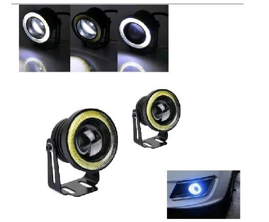 12V SİS LAMBASI MERCEKLİ BEYAZ YUVARLAK LED ANGEL TÜP 76 MM (2 AD)