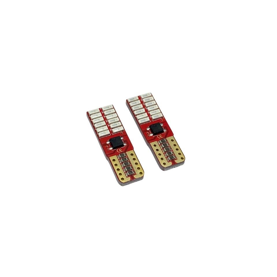 12V DİPSİZ AMPUL T10 (24 LEDLİ) KIRMIZI SMD CB (2 AD)