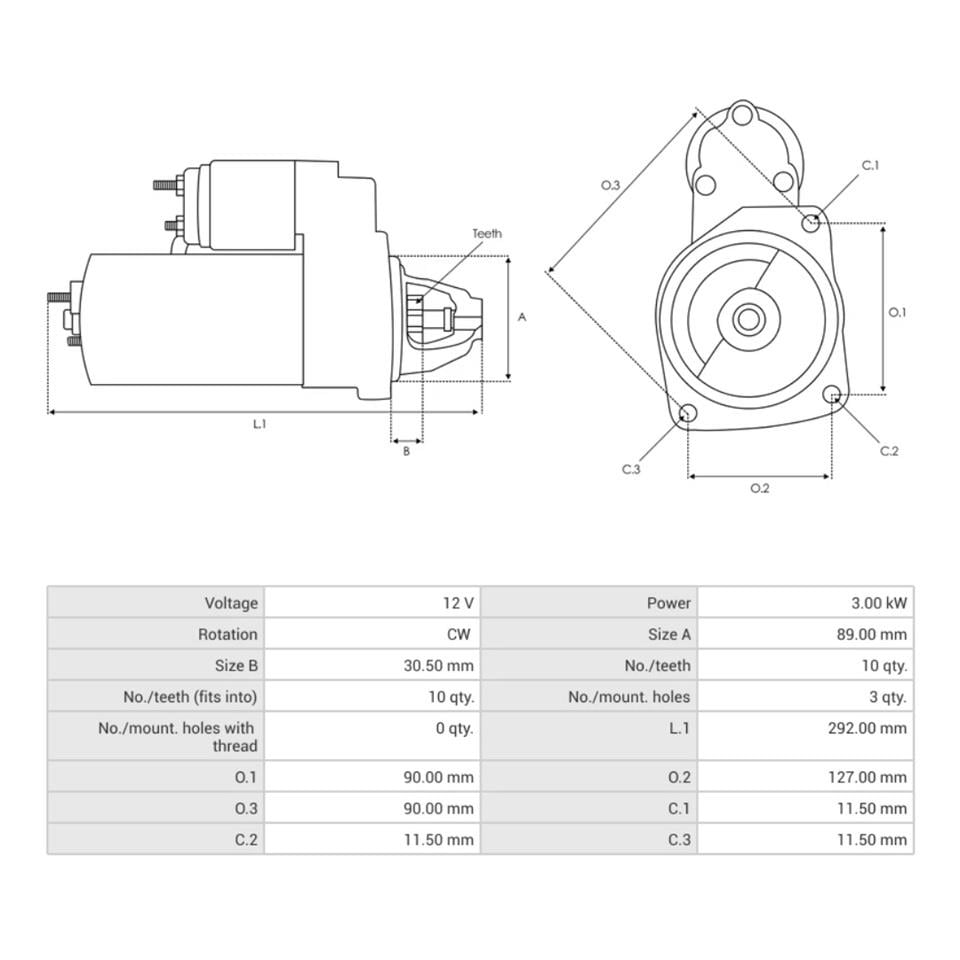 12V MARŞ MOTORU ISKRA TİPİ 10 DİŞ 3.2 KW ATLAS COPCO-MF (PERKINS MOTOR)