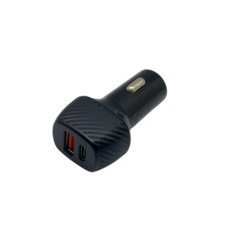 12V-24V TELEFON ŞARJ CİHAZI HIZLI ŞARJ (ÇAKMAK GİRİŞLİ) (USB+TYPE-C) (QC3.0+PD20) SİYAH