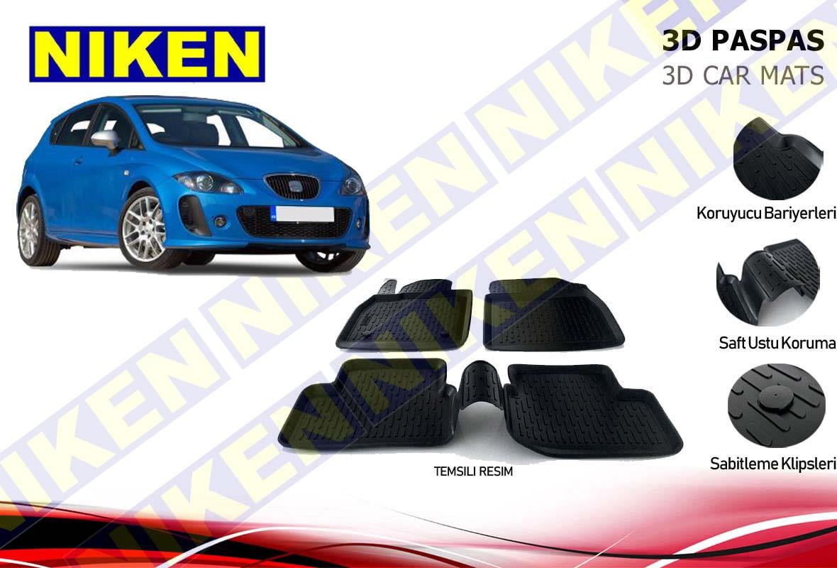 3D ARAÇ PASPASI (SİYAH) (3 PARÇA) SEAT LEON 2005-2013 ( SABİTLEME KLİPSSİZ )