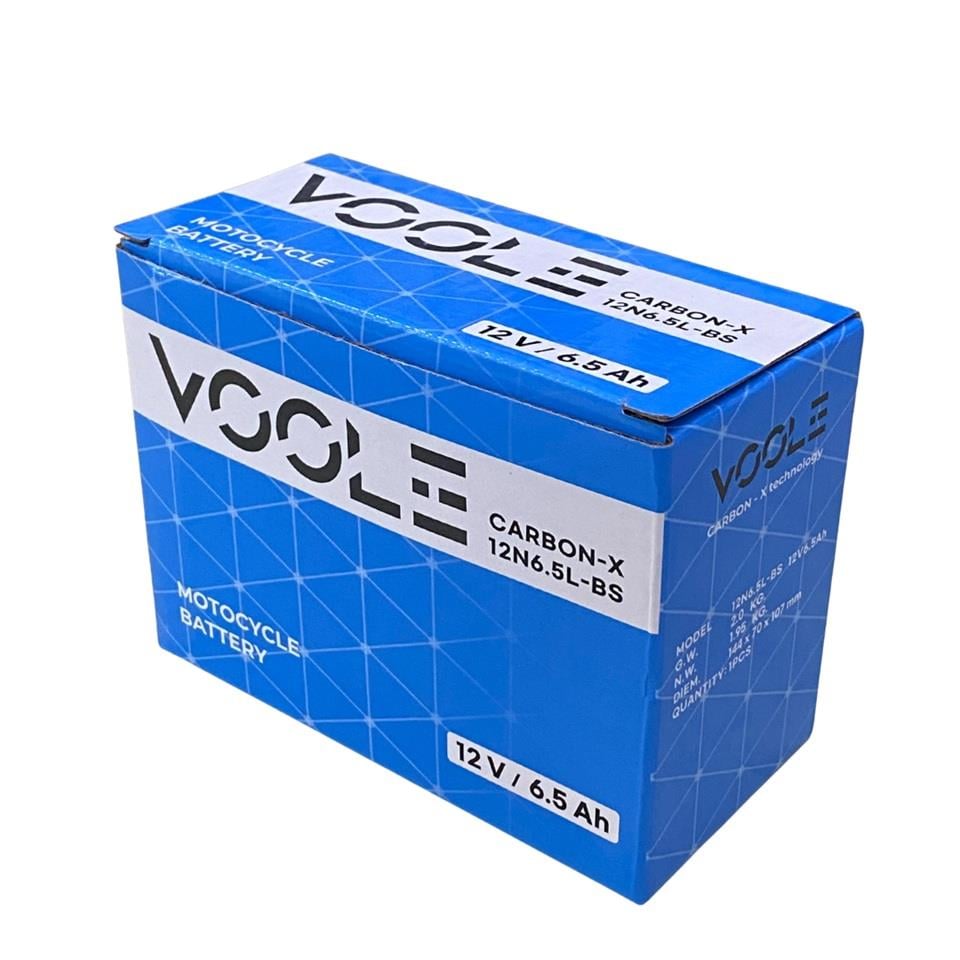 VOOLE 12V 6.5 AH MOTOSİKLET AKÜSÜ CARBON-X (139*73*100 MM) (12N6.5L-BS)