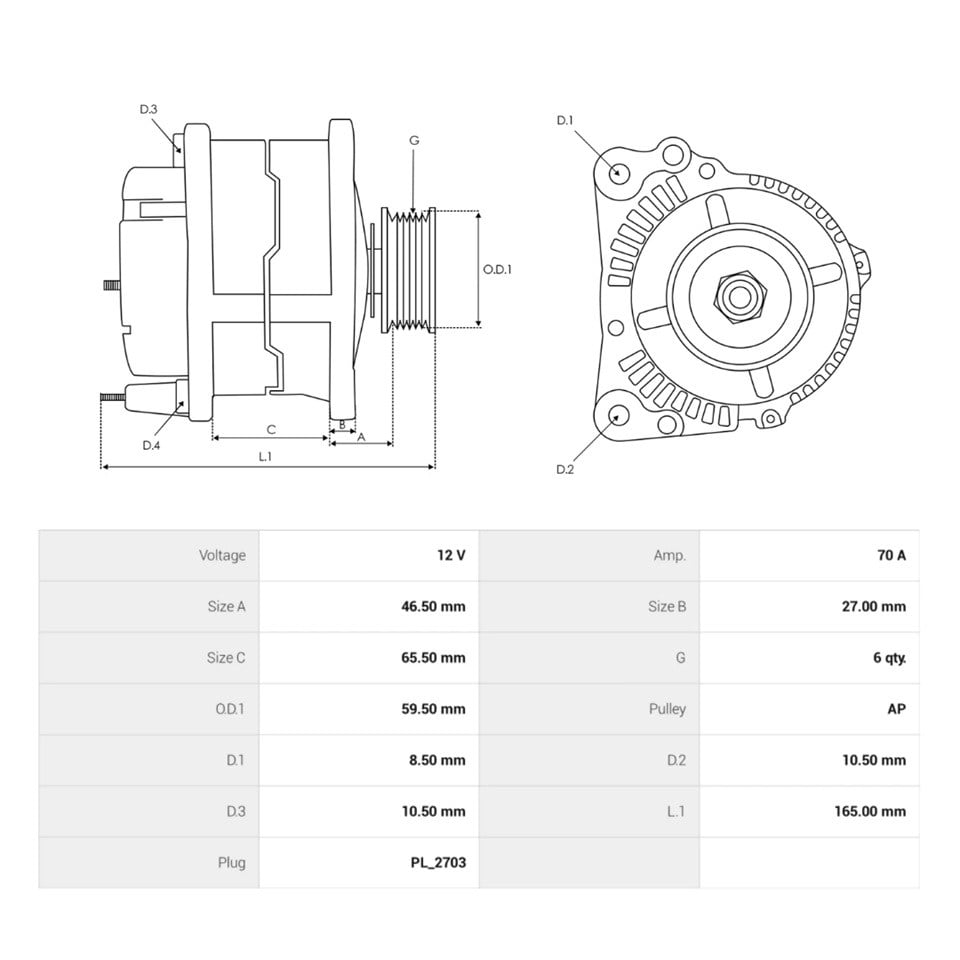 12V ALTERNATÖR DİNAMO VALEO TİPİ 70 A (L-IG) CITROEN SAXO-DAIHATSU-RENAULT R19/R21-TOYOTA COROLLA