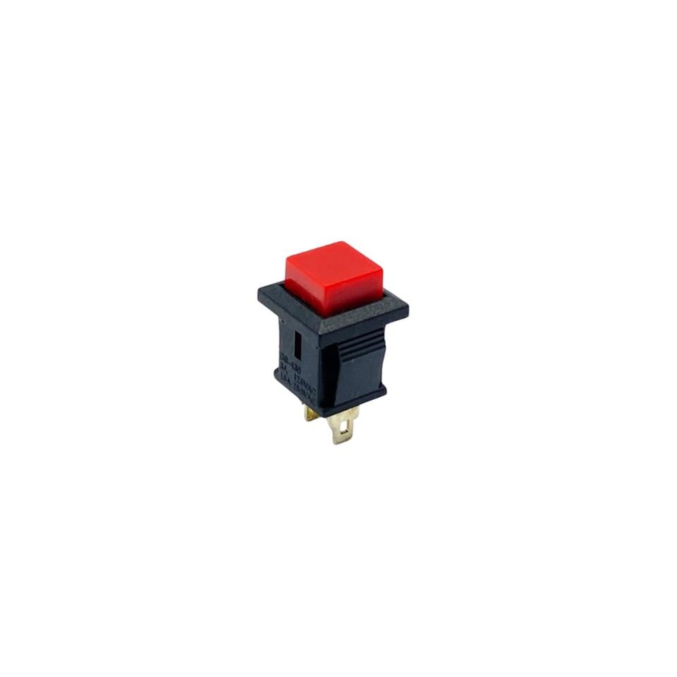 MİNİ BUTON PLS YAYLI KARE KIRMIZI (2 FİŞLİ) (3A 125V / 1.5A 250V AC) PBS1-13 ; DS-430