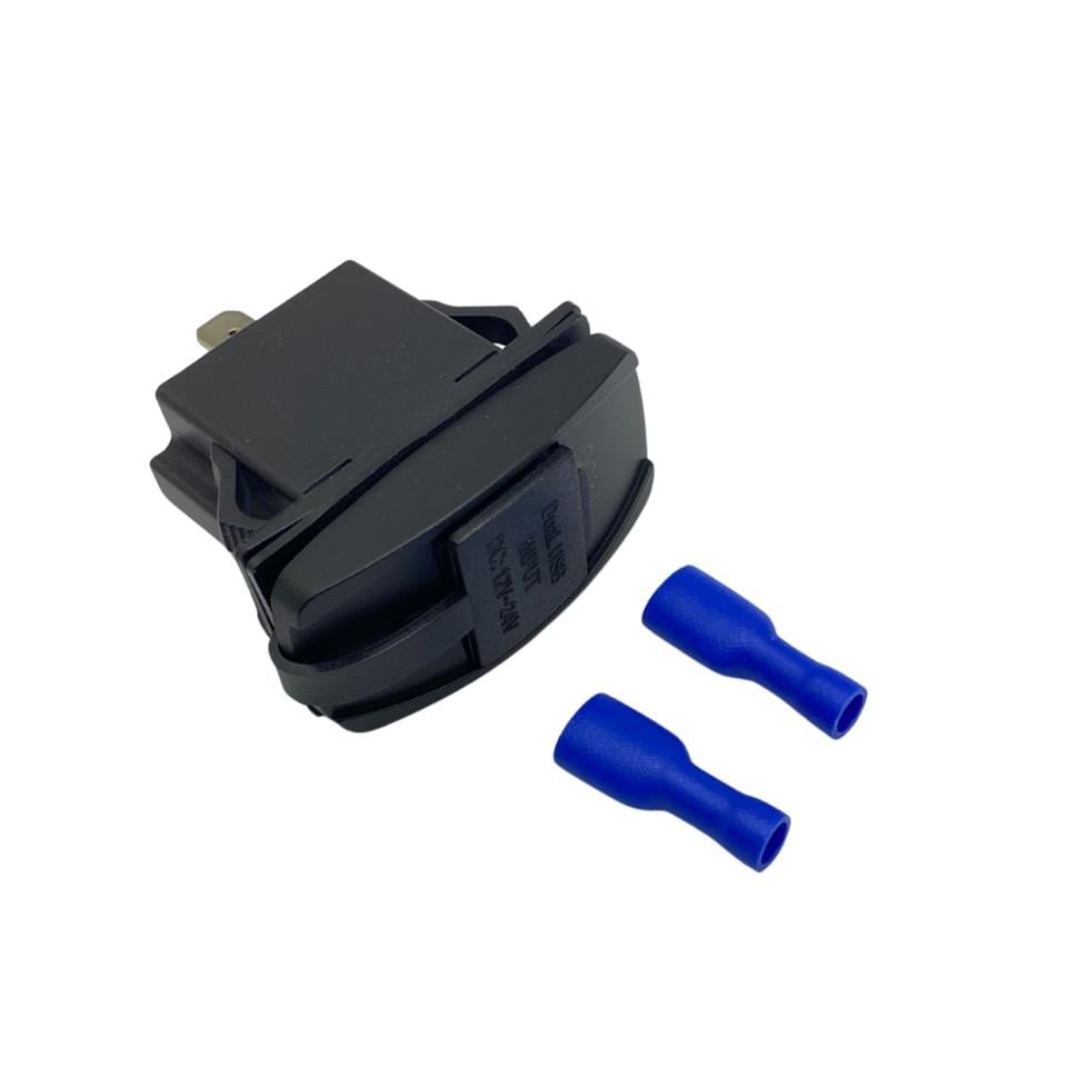 12V-24V TELEFON ŞARJ CİHAZI (USB+TYPE-C) (3.1A X 2) (ANAHTAR TİPİ) (MAVI IŞIK)