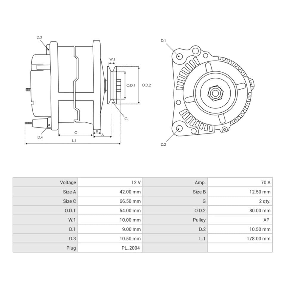 12V ALTERNATÖR DİNAMO MITSUBISHI TİPİ 80 A FORD RANGER-MAZDA 626/B2500