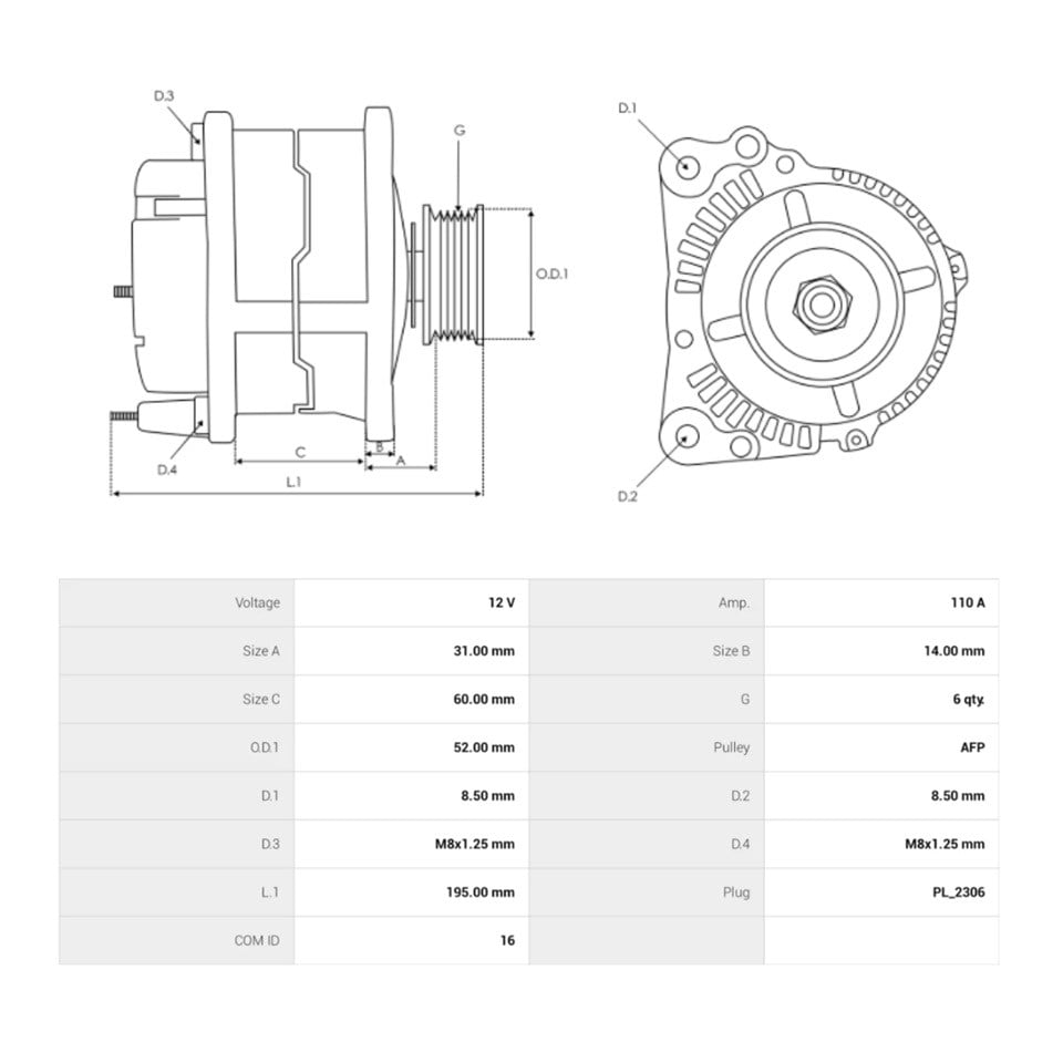 BOSCH 12V ALTERNATÖR DİNAMO 110 A (LIN) AUDI-SEAT-SKODA-VW