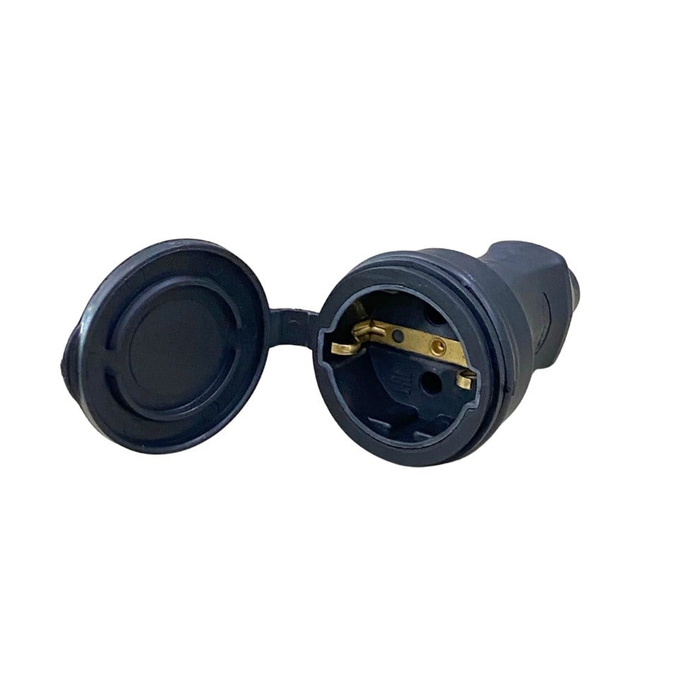 220V-240V DİŞİ FİŞ (PRİZ) (1X16A) (KAUÇUK) (TOPRAKLI) SEYYAR