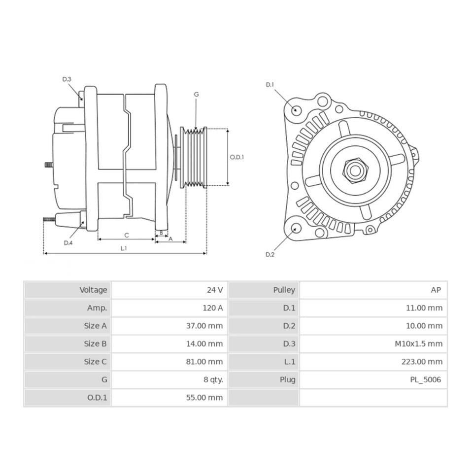 24V ALTERNATÖR DİNAMO PRESTOLITE TIPI 120 A (SOKETLİ 5 FİŞ) (W-L-15-S-DFM)