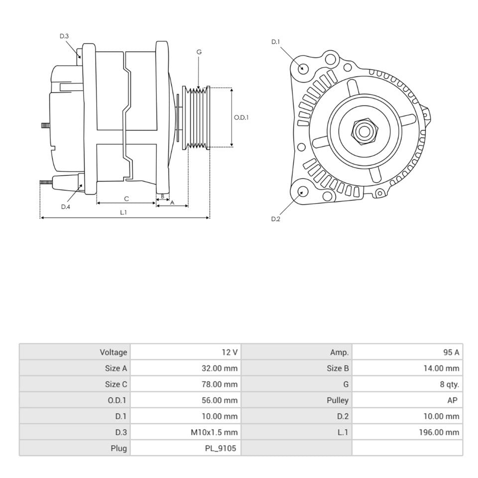 MAHLE-ISKRA 12V ALTERNATÖR DİNAMO 95 A JCB ORJ.