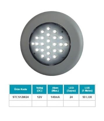 SANEL 12V-24V SPOT TAVAN LAMBA 24 LEDLİ 6500K BEYAZ (SU GEÇİRMEZ) (100 MM) (BUTONSUZ)