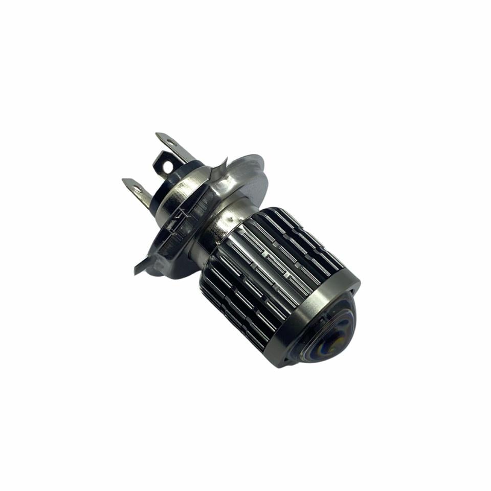 12V H4 LED AMPUL HS1 BEYAZ-SARI MOTOSİKLET MERCEKLİ