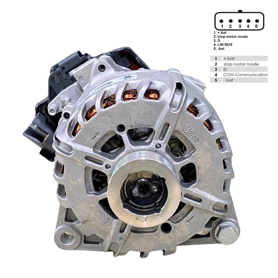 VALEO 12V ALTERNATÖR DİNAMO 180 A (LIN) (5 FİŞ) (START-STOP) CITROEN-PEUGEOT 2009 >