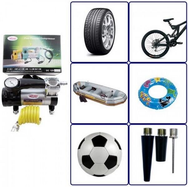 12V LASTİK ŞİŞİRME HAVA KOMPRESÖRÜ METAL IŞIKLI 100 psi (SİYAH)