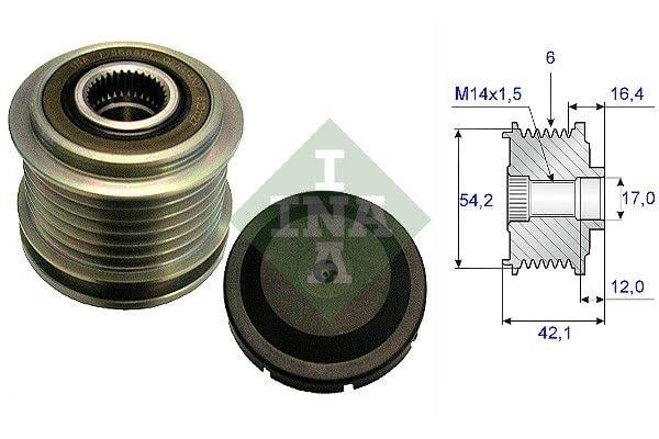 INA ALTERNATÖR KASNAK RULMANLI 6-KANAL FORD C-MAX/FIESTA/FOCUS/FUSION/KUGA-JEEP-MAZDA-VOLVO