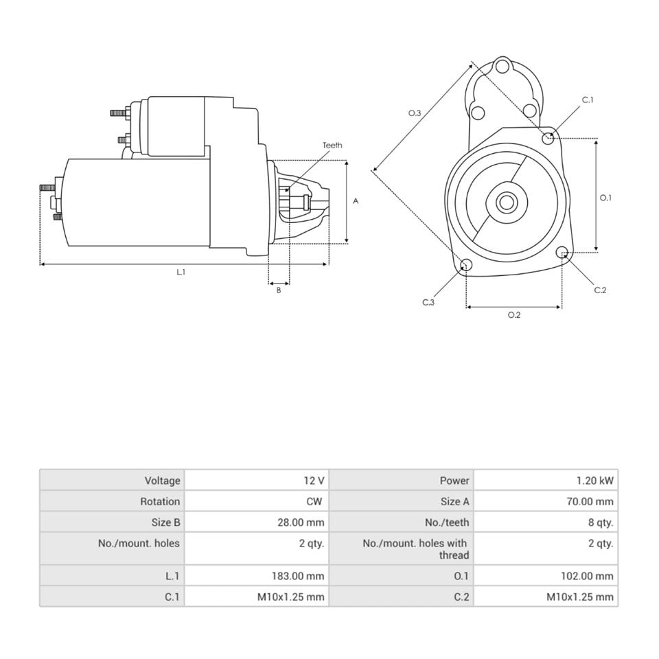 12V MARŞ MOTORU MITSUBISHI TİPİ 8 DİŞ 1 KW SUZUKI VITARA/SAMURAI