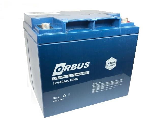 ORBUS 12V 40 AH ENGELLİ ARAÇ AKÜSÜ JEL DEEP CYCLE 10 HR (194*162*170) (12.6 KG) TSE'Lİ