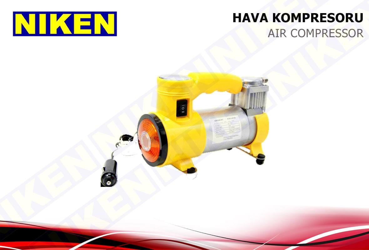 12V LASTİK ŞİŞİRME HAVA KOMPRESÖRÜ METAL IŞIKLI 150 psi (SARI)