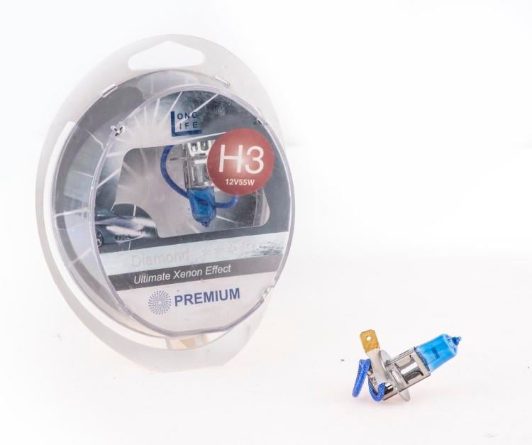 PREMIUM 12V H3 AMPUL 55W BEYAZ IŞIK DIAMOND VISION 5000K (2 AD)