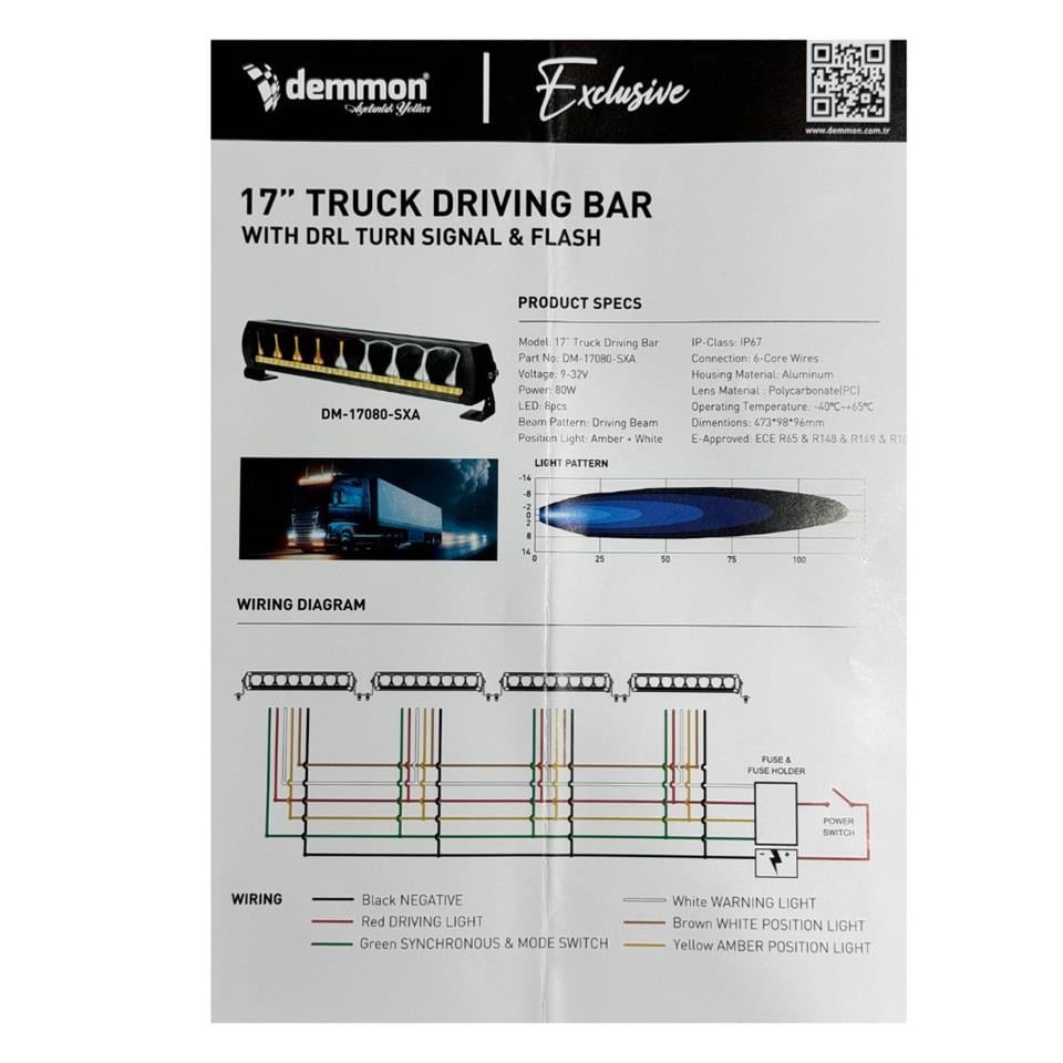 DEMMON 9V-32V LED BAR OFF-ROAD FONKSİYONLU ÇAKARLI SARI-BEYAZ (473*98*96 MM) IP67