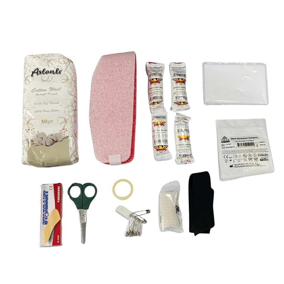 İLK YARDIM SETİ (EKONOMİK) BOYUNLUKLU TCK ONAYLI (PLASTİK ÇANTA)