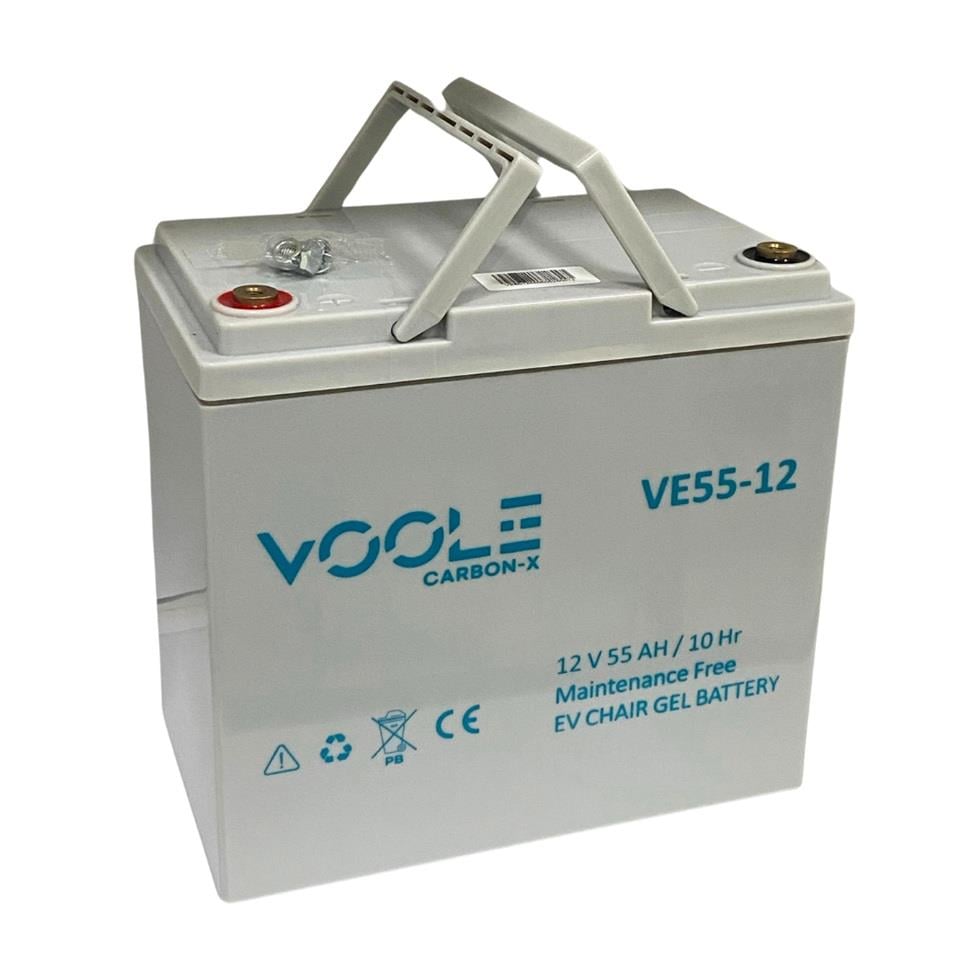 VOOLE 12V 55 AH ENGELLİ ARAÇ AKÜSÜ JEL CARBON-X EV CHAIR GEL BATTERY (230*139*215) (15,3 KG) YÜKSEK