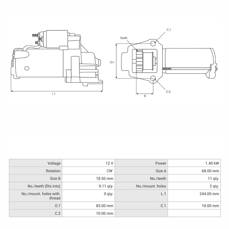 12V MARŞ MOTORU DELCO TİPİ 11 DİŞ 1.4 KW CHEVROLET-CUKUROVA-JUNGHEINRICH FORKLIFT-MERCURY MARIN