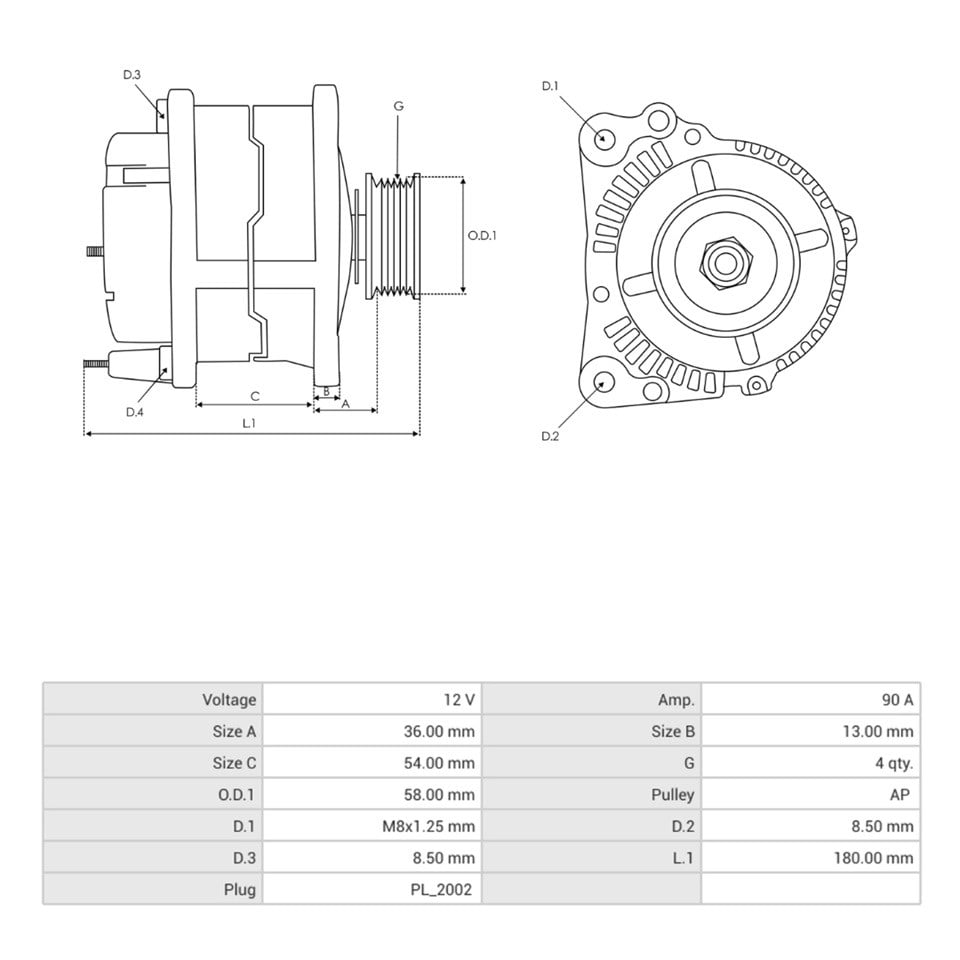 12V ALTERNATÖR DİNAMO 90 A (L-S) HYUNDAI ACCENT/ELANTRA/GETZ/TUCSON-KIA CERATO/RIO/SORENTO