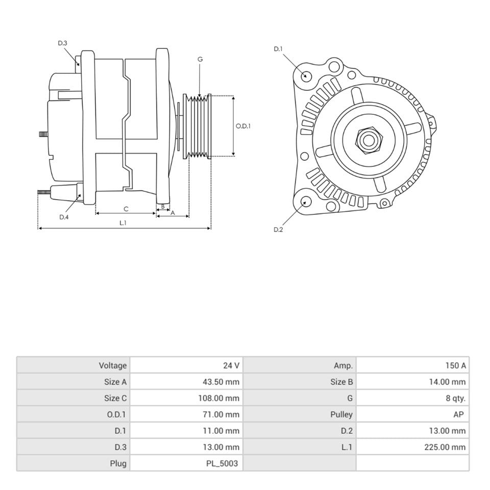 BOSCH 24V ALTERNATÖR DİNAMO 150 A (5 FİŞ SOKETLİ) (W-L-15-S-DFM) RENAULT-VOLVO