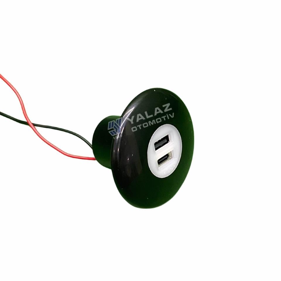 10V-36V TELEFON ŞARJ CİHAZI (USB+TYPE-C) (2.4A X 2) (MAVİ LED IŞIK)