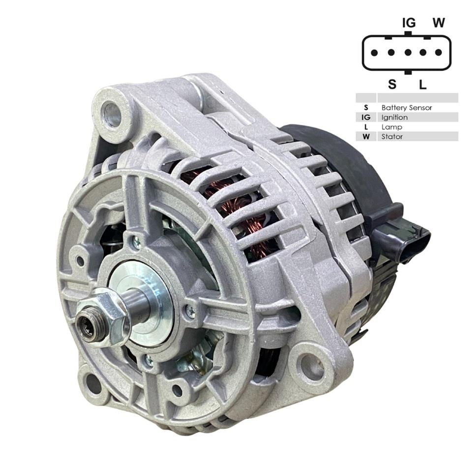 24V ALTERNATÖR DİNAMO BOSCH TİPİ 100 A (5 FİŞ YAN SOKETLİ) (.-S-IG-L-W) MAN TGA