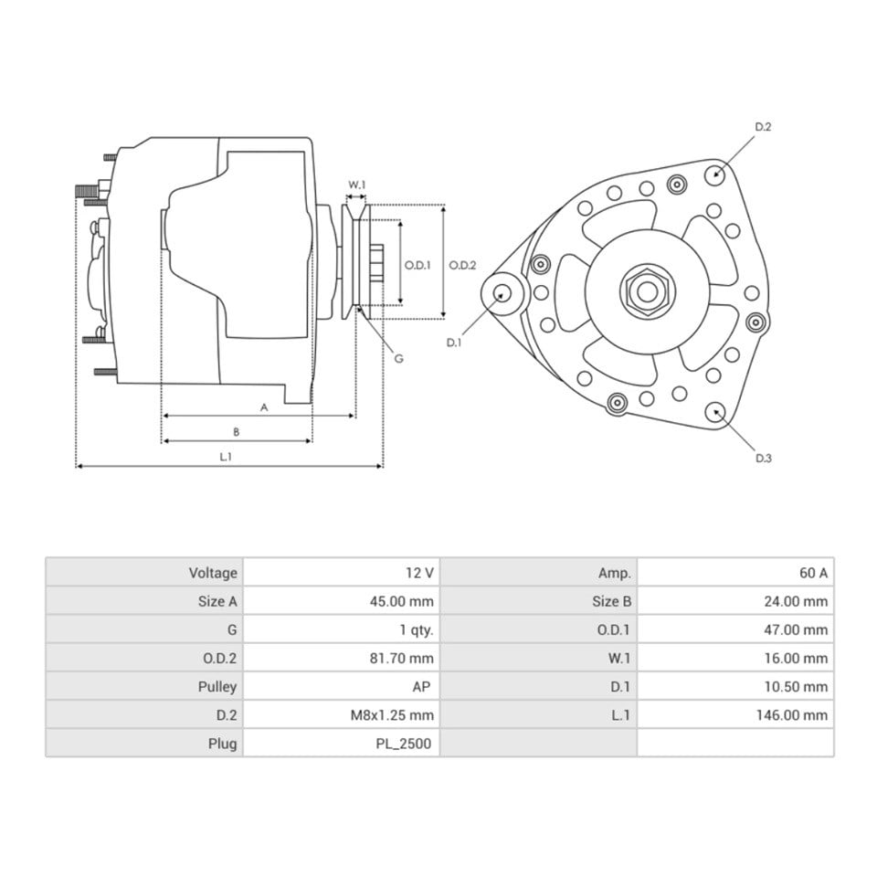12V ALTERNATÖR DİNAMO NIPPON DENSO TİPİ 60 A (2 FİŞ) (IG-L) DAIHATSU HIJET-JOHNDEERE-FORKLİFT