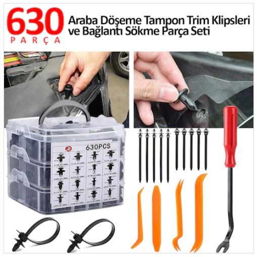 KAPI DÖŞEME-TAMPON-TORPİDO-TRİM PLASTİK PANEL OTO KLİPS SETİ (630 PARÇA)