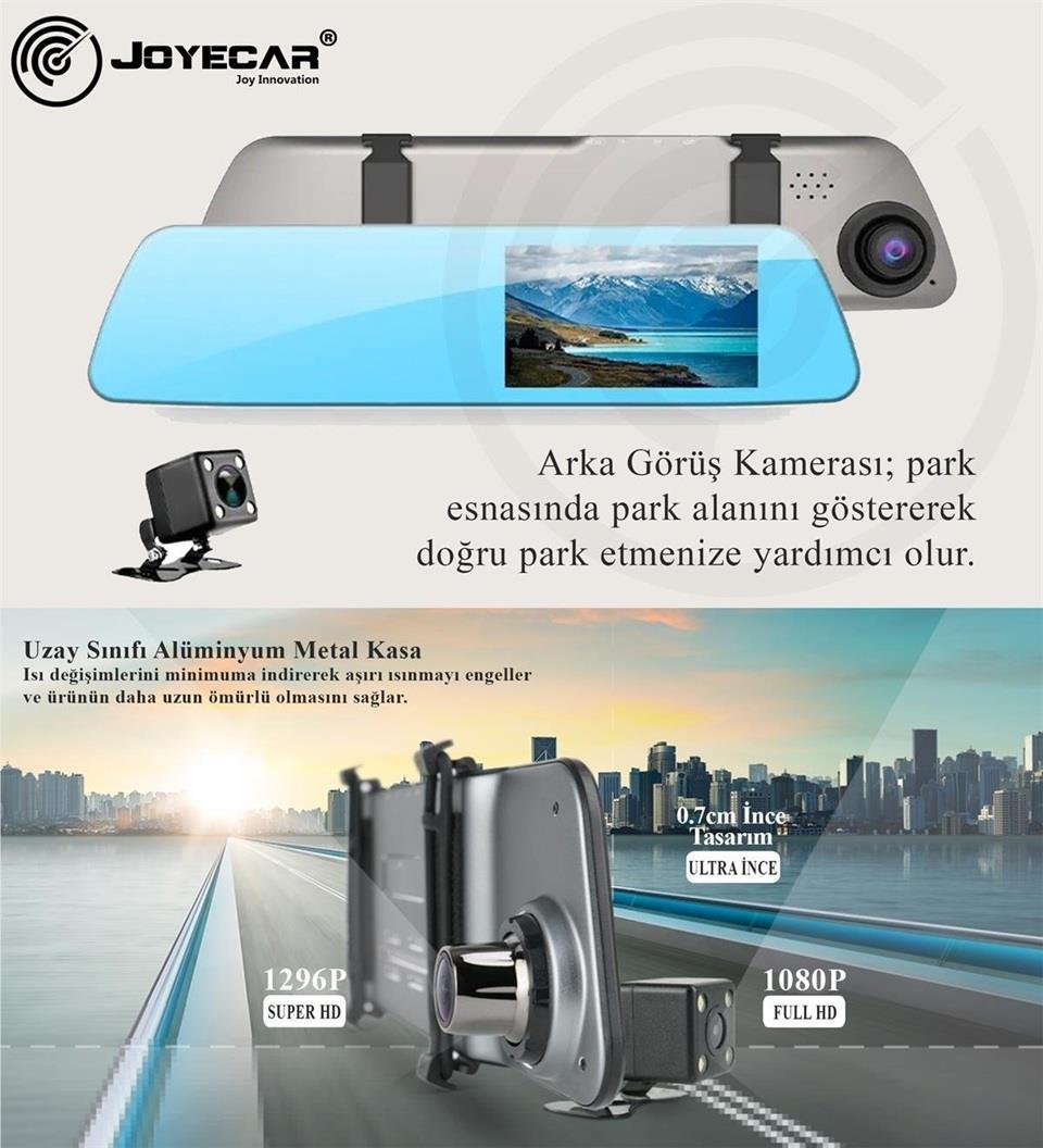 ARAÇ YOL KAYIT KAMERASI DİKİZ AYNALI FULL HD (ÖN-ARKA KAMERALI/GECE GÖRÜŞLÜ 32 GB