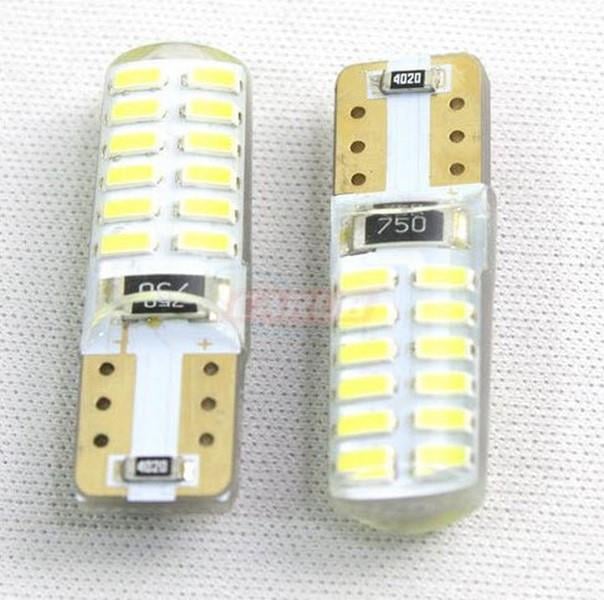 12V DİPSİZ AMPUL T10 NEON LED 24 LEDLİ SİLİKONLU BEYAZ (2 AD)