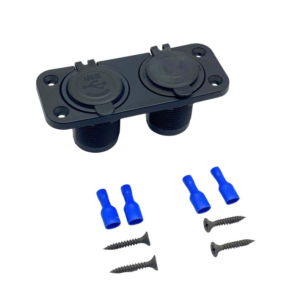 12V-24V TELEFON ŞARJ CİHAZI (ÇAKMAK GİRİŞLİ) (2 X USB GİRİŞLİ) SİYAH MARİN