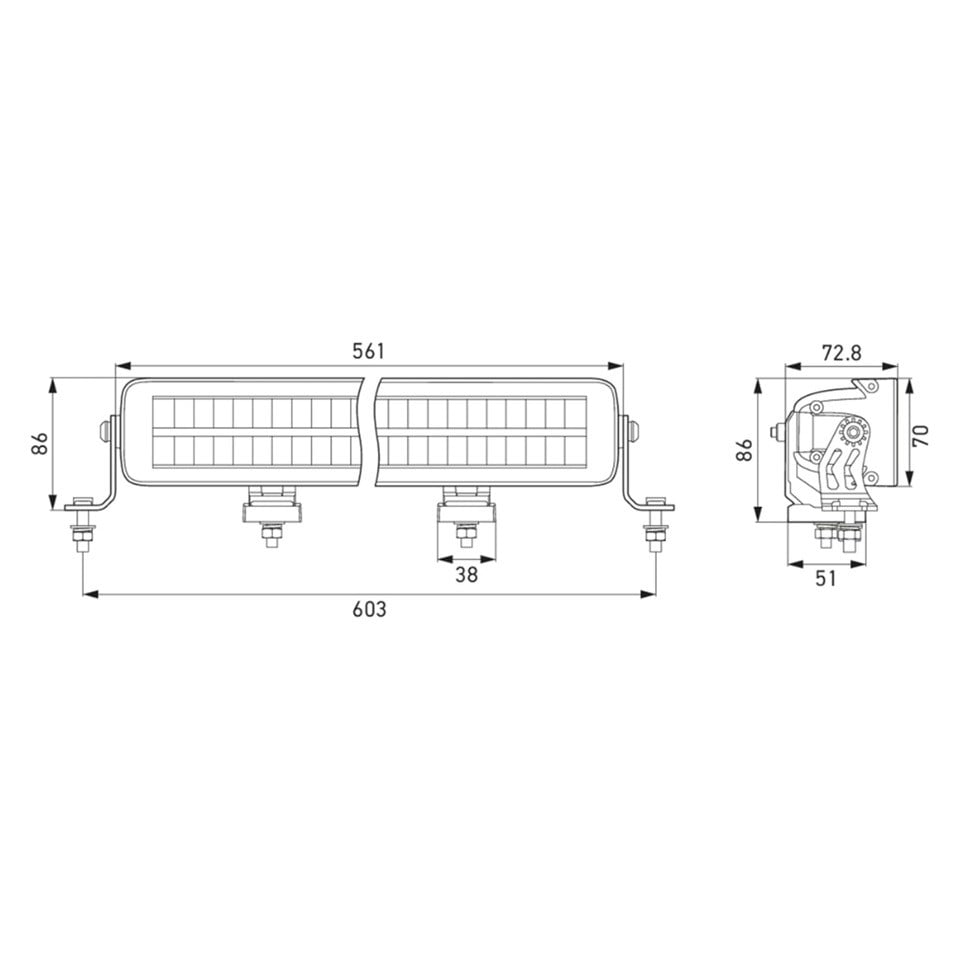 HELLA 12V-24V LED BAR OFF-ROAD ÇİFT SIRA 5700K (40 LEDLİ) (FONKSİYONLU) (561*86*72.8 MM)