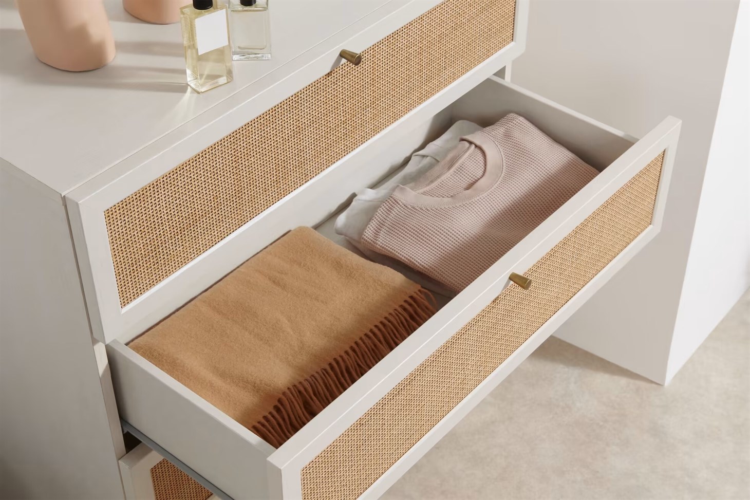 4 Çekmeceli Hazeran Şifonyer Rmn 9152, Meşe Ağacı & Beyaz